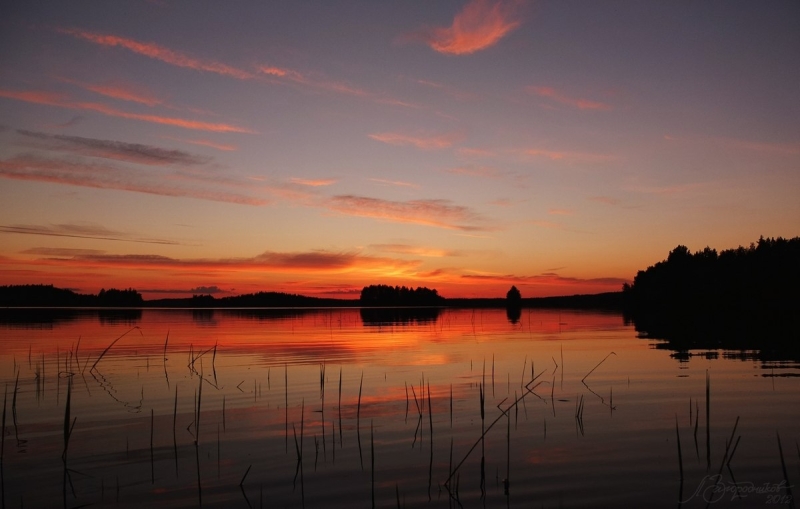 Auringonlasku Saimaan järvellä, Suomi